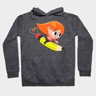 Girl Flying Pencil Hoodie